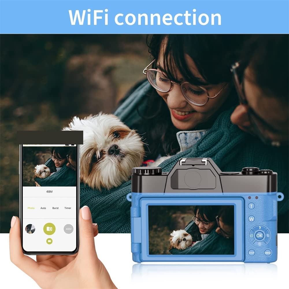 AUBEST 4K Video Camera with Flip Screen - 48MP AF, 16X Zoom for Photography & Streaming