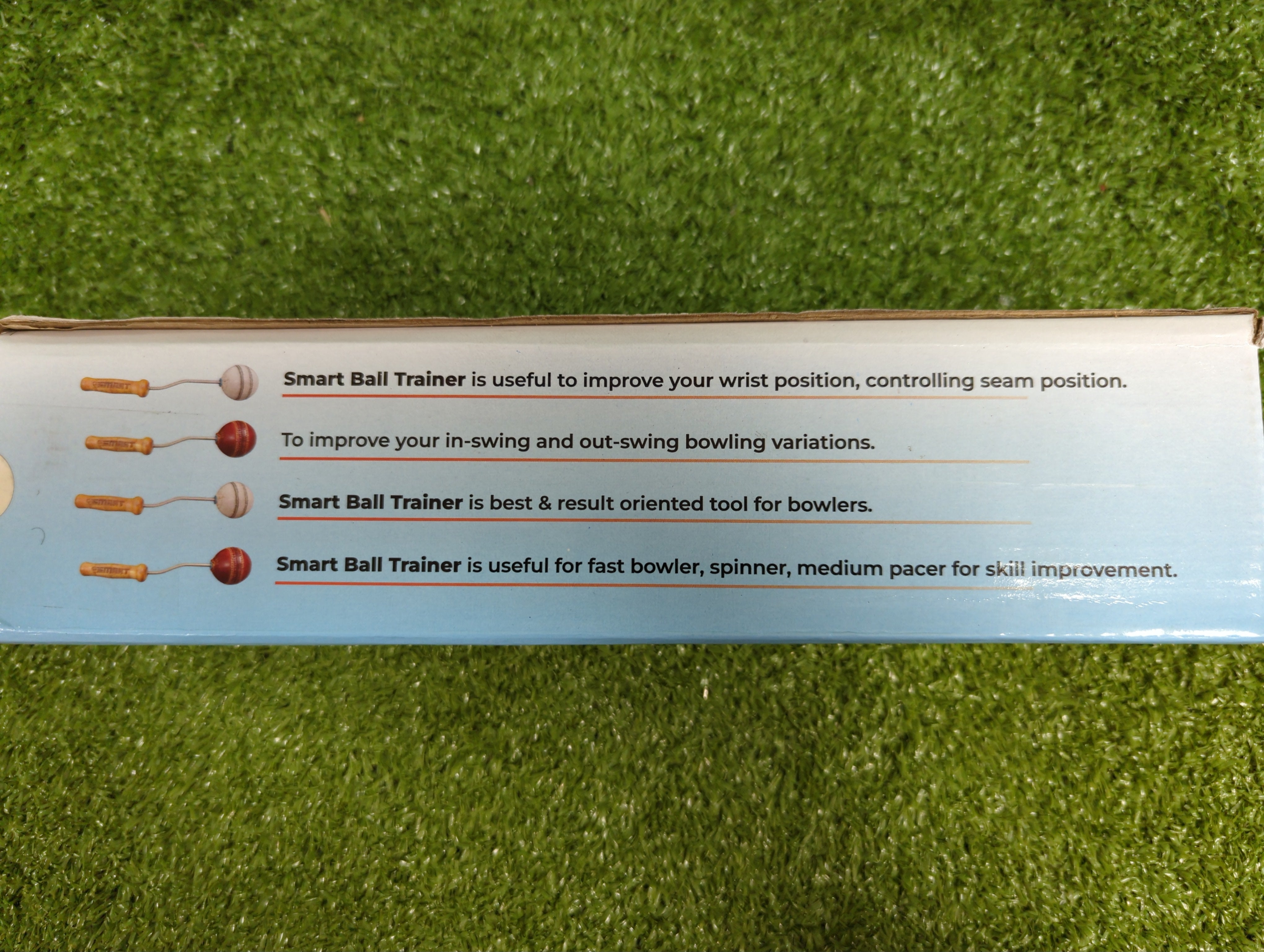 Smart Revolution White Cricket Ball Trainer - Perfect for Fast Bowlers & Spinners | Improve Bowling Skills | Indoor & Outdoor Practice | Cricket Training Equipment
