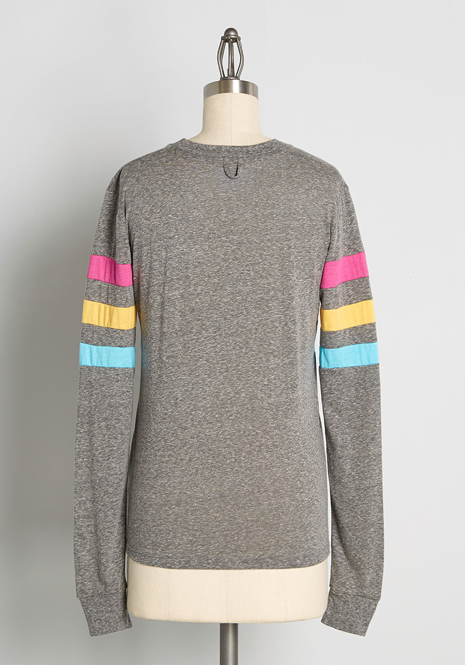 ModCloth x CAMP Made The Team Long Sleeve Tee - Women's Vintage Inspired Graphic T-Shirt for Casual Wear, Workout & Everyday Outfits