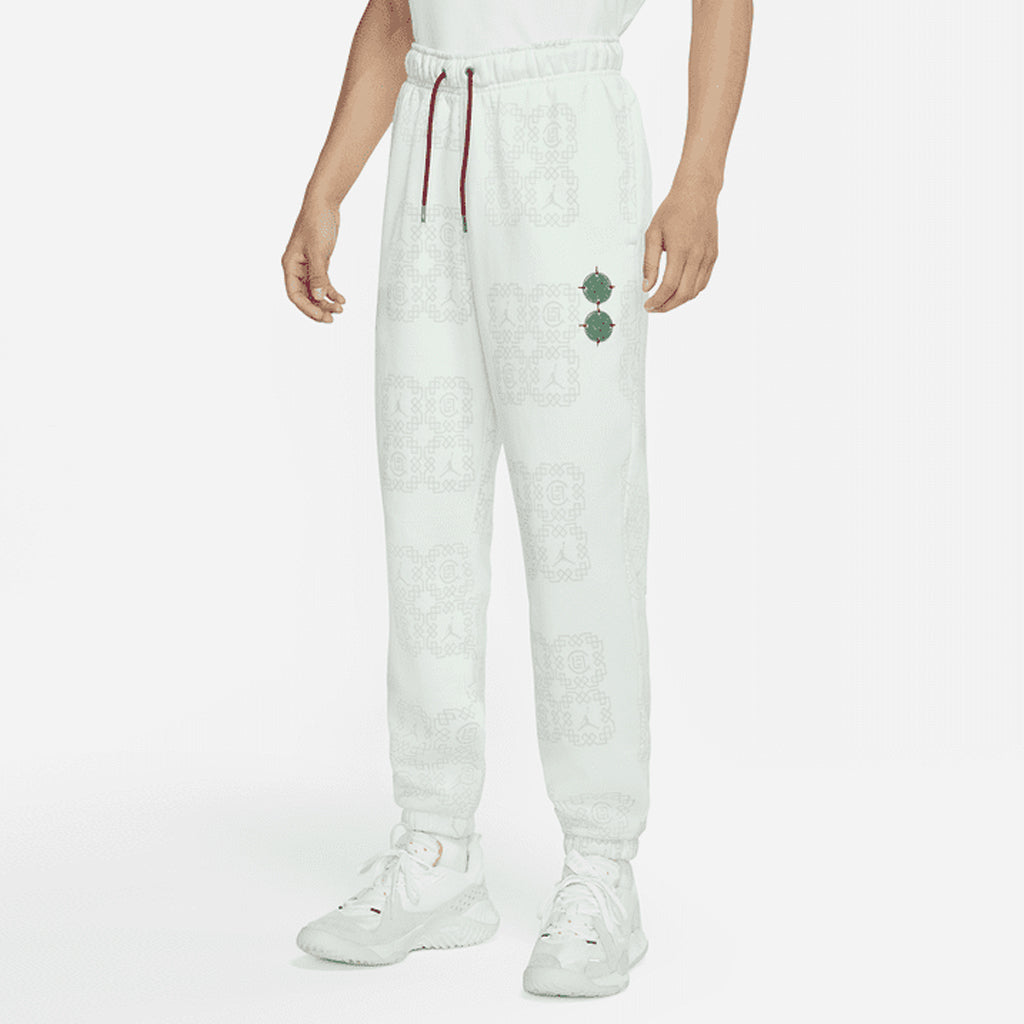 CLOT X Jordan Allover Print Fleece Pants - Jade Green Streetwear Joggers for Men | Comfortable Winter Lounge Pants for Casual Wear & Hip Hop Fashion