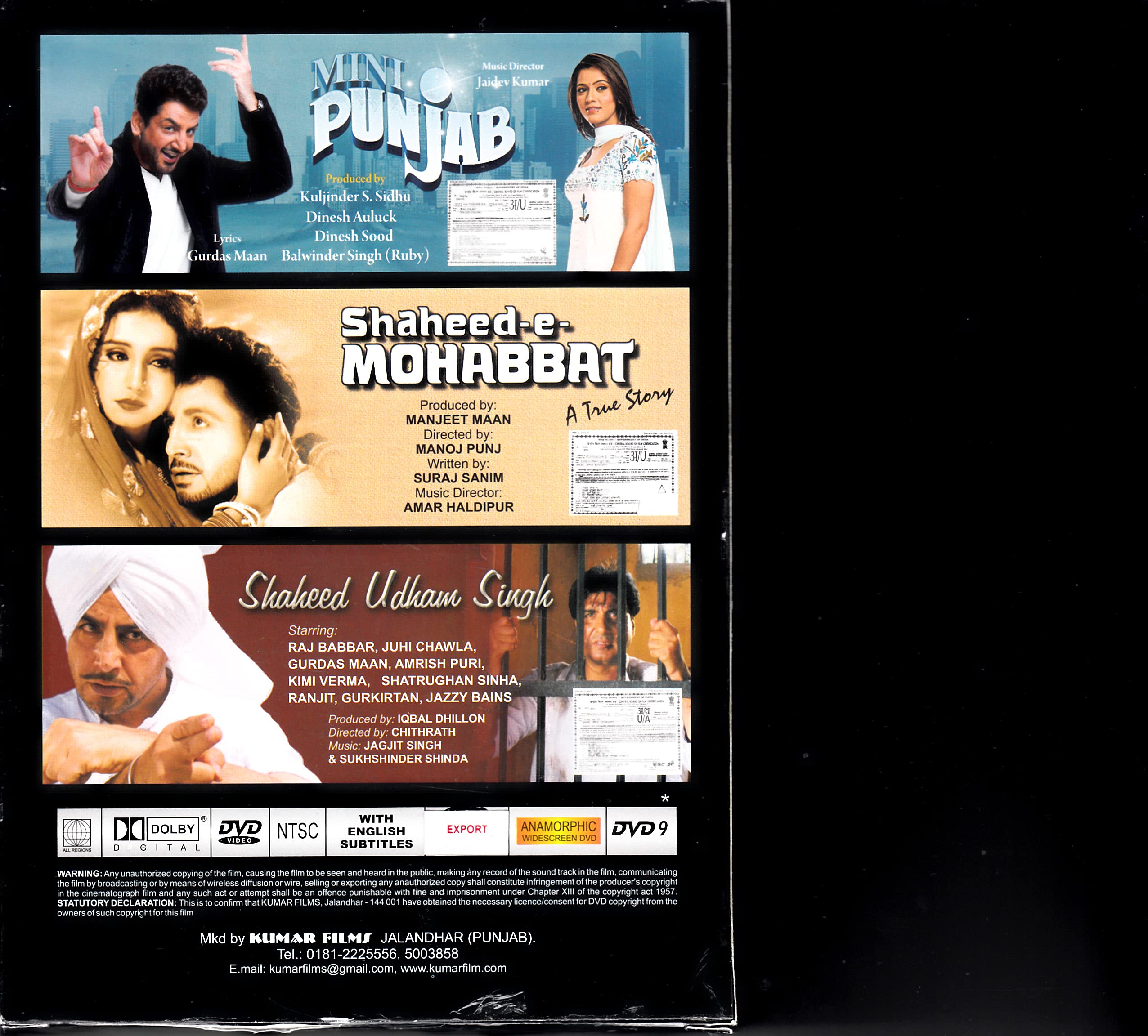 Evergreen Gurdas Trilogy DVD Set - Mini Punjab, Shaheed-e-Mohabbat & Shaheed Udham Singh | Punjabi Movies Collection | Perfect for Family Movie Nights & Cultural Entertainment