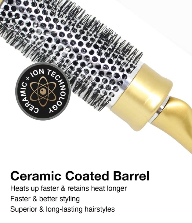 Professional Round Blow Dry Hair Roller Brush - Flexi Bristles & Sturdy Barrel for Smooth Styling | Slim & Small Design for Women & Girls | Perfect for Salon-Quality Blowouts at Home (Pack of 1) - MULTI