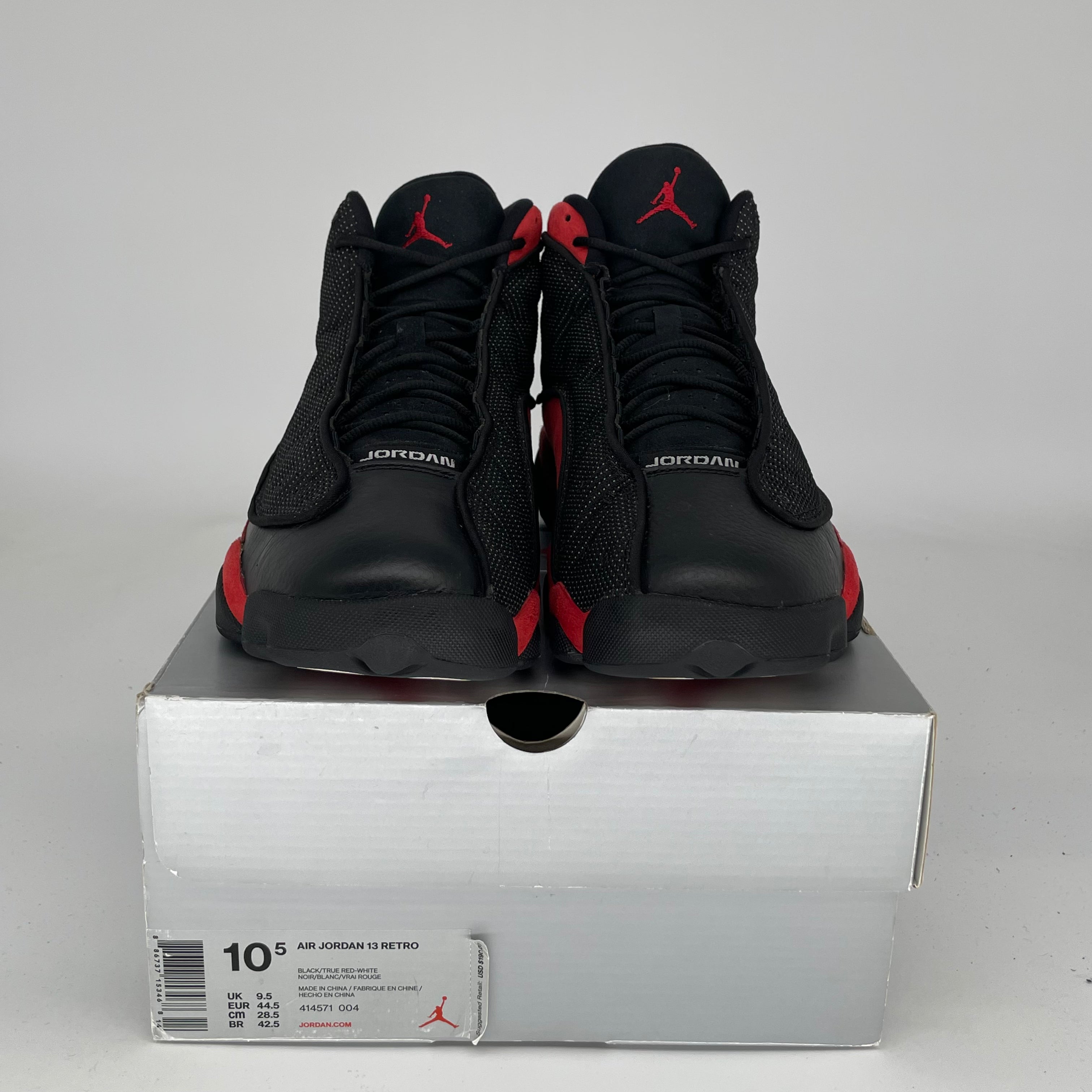 Original Air Jordan 13 Retro 'Bred' Men's Basketball Shoes Size 10.5 (414571-004) - Perfect for Streetwear & On-Court Performance
