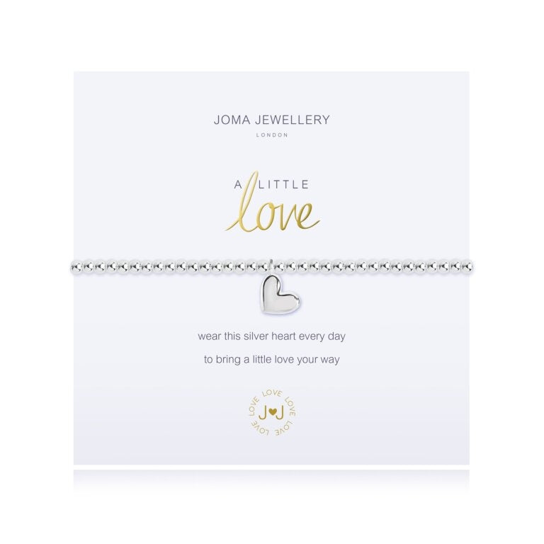 Joma Jewellery Bracelet - A Little Love Charm Bracelet for Women, Sterling Silver Heart Bracelet, Dainty & Elegant Jewelry Gift for Her | Perfect for Valentine's Day, Anniversary & Everyday Wear
