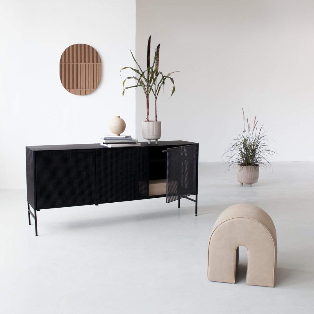 Kristina Dam Studio Grid Sideboard - Modern Wooden Storage Cabinet for Living Room, Dining Room & Office - Stylish Home Organization Furniture