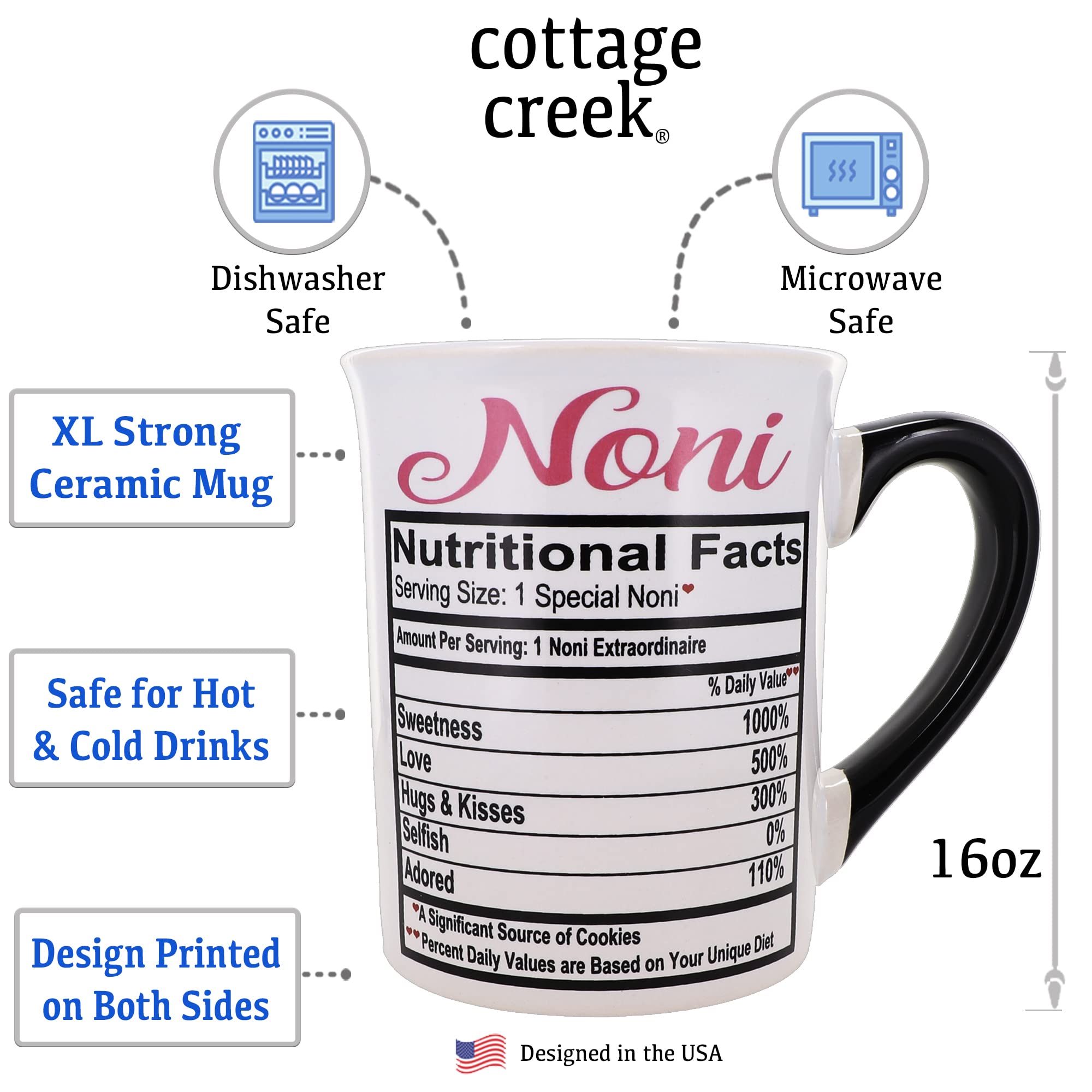 Ceramic Noni Nana Coffee Mug - Perfect Gift for Grandma, Mom & Women | Large Stoneware Tea Cup for Birthday, Christmas & Home Decor | Ideal for Cozy Mornings & Heartwarming Family Moments