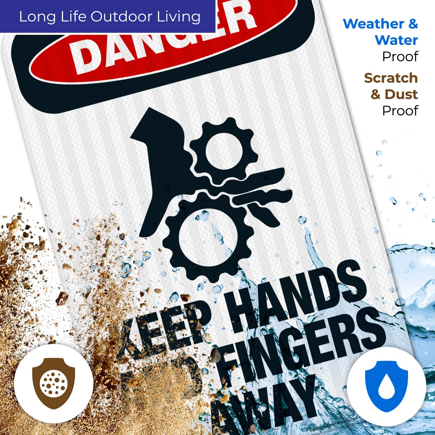 OSHA Danger Sign - Keep Hands and Fingers Away | 12x18 Inches Reflective Aluminum Safety Sign | 3M EGP Fade-Resistant for Indoor/Outdoor Use | Made in USA | Perfect for Factories, Warehouses & Construction Sites