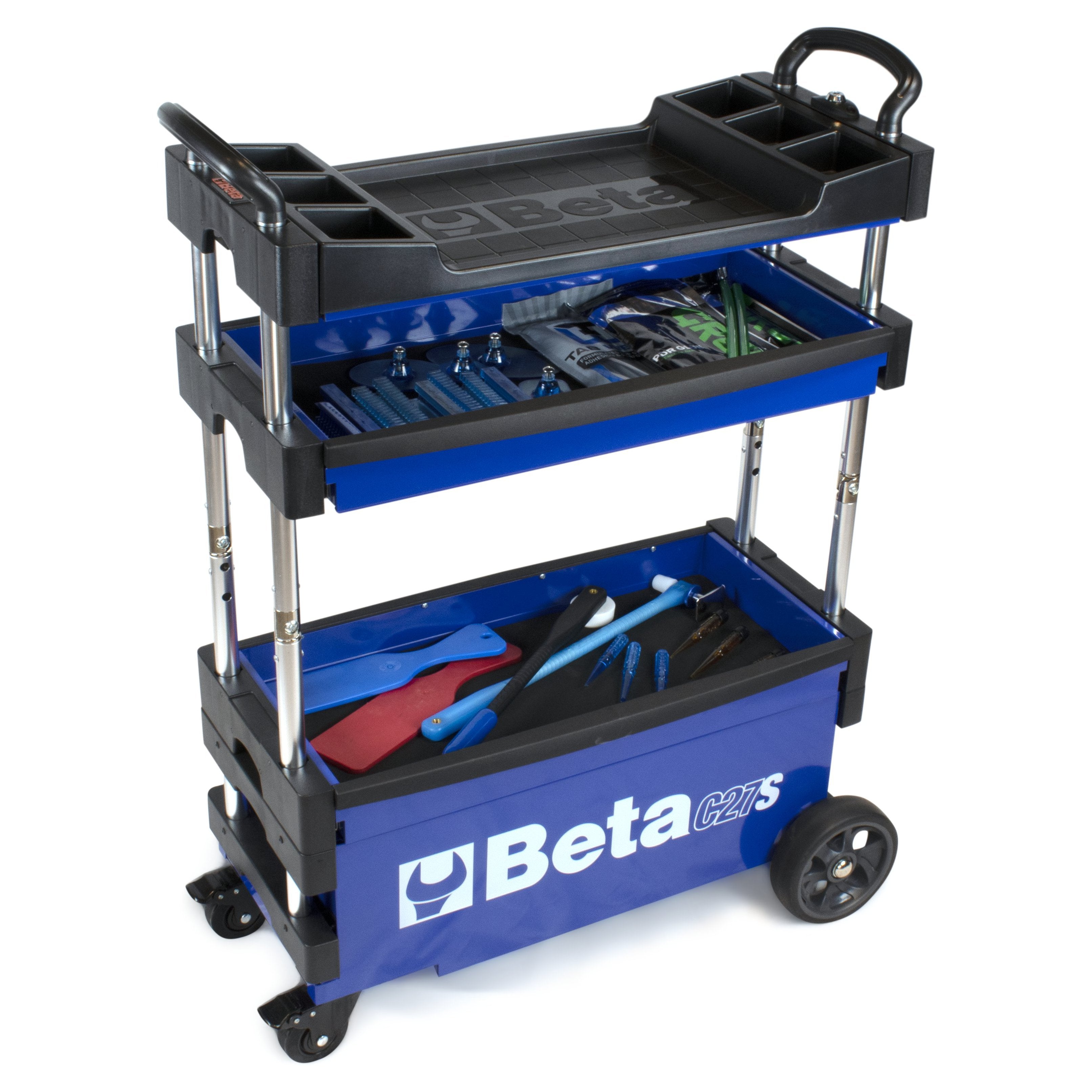 Beta Blue Collapsible Portable Tool Cart - Heavy Duty Folding Utility Cart for Workshop, Garage & Job Site - Ideal for Tools, Equipment & DIY Projects