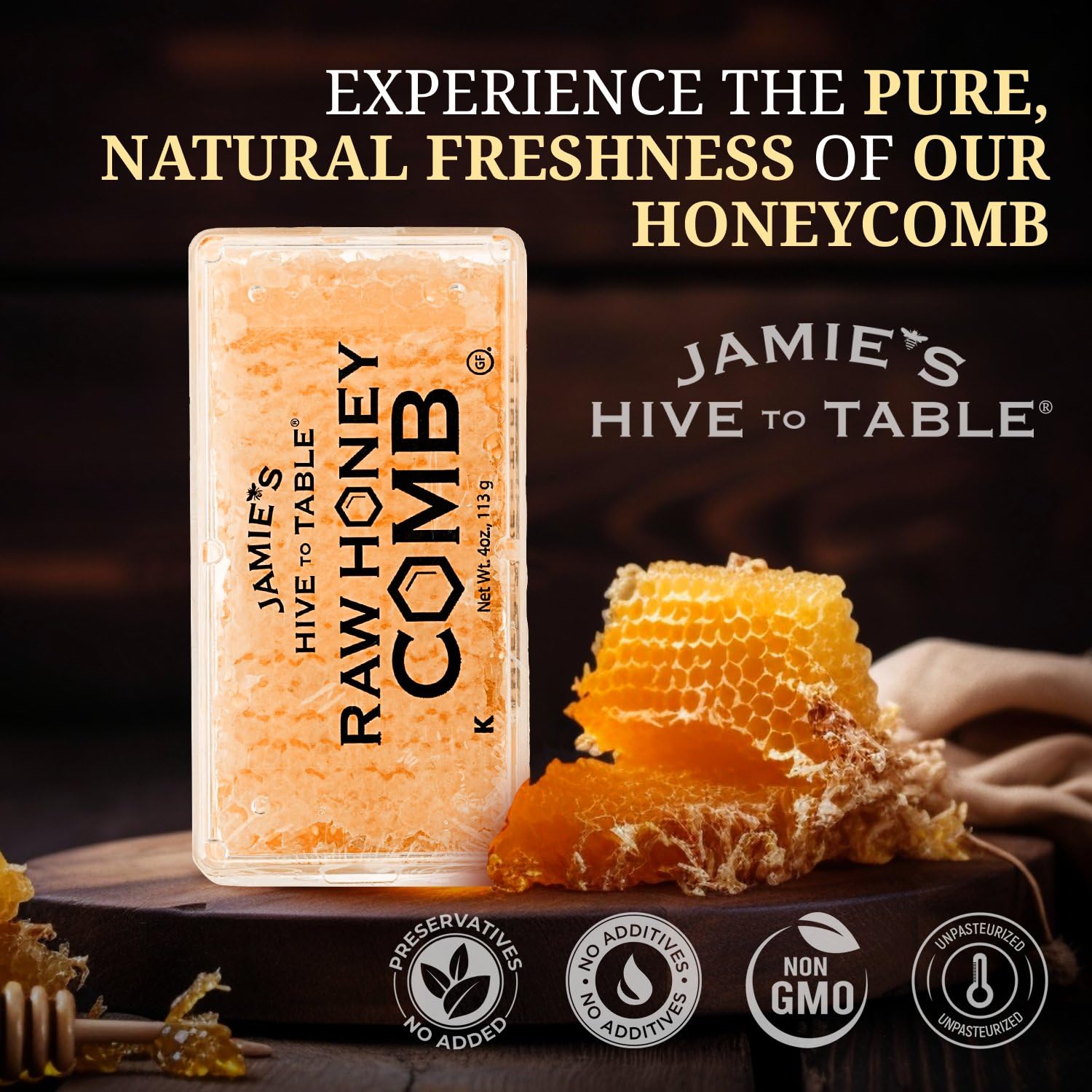 Pure Georgia Honey Comb 4oz - Raw, All-Natural, Non-GMO - Perfect for Tea & Toast