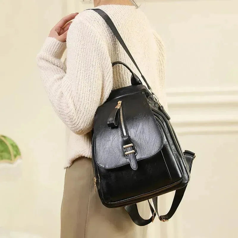 Waterproof Leather Women's Backpack - Stylish & Durable Travel Bag for Work, College & Outdoor Adventures