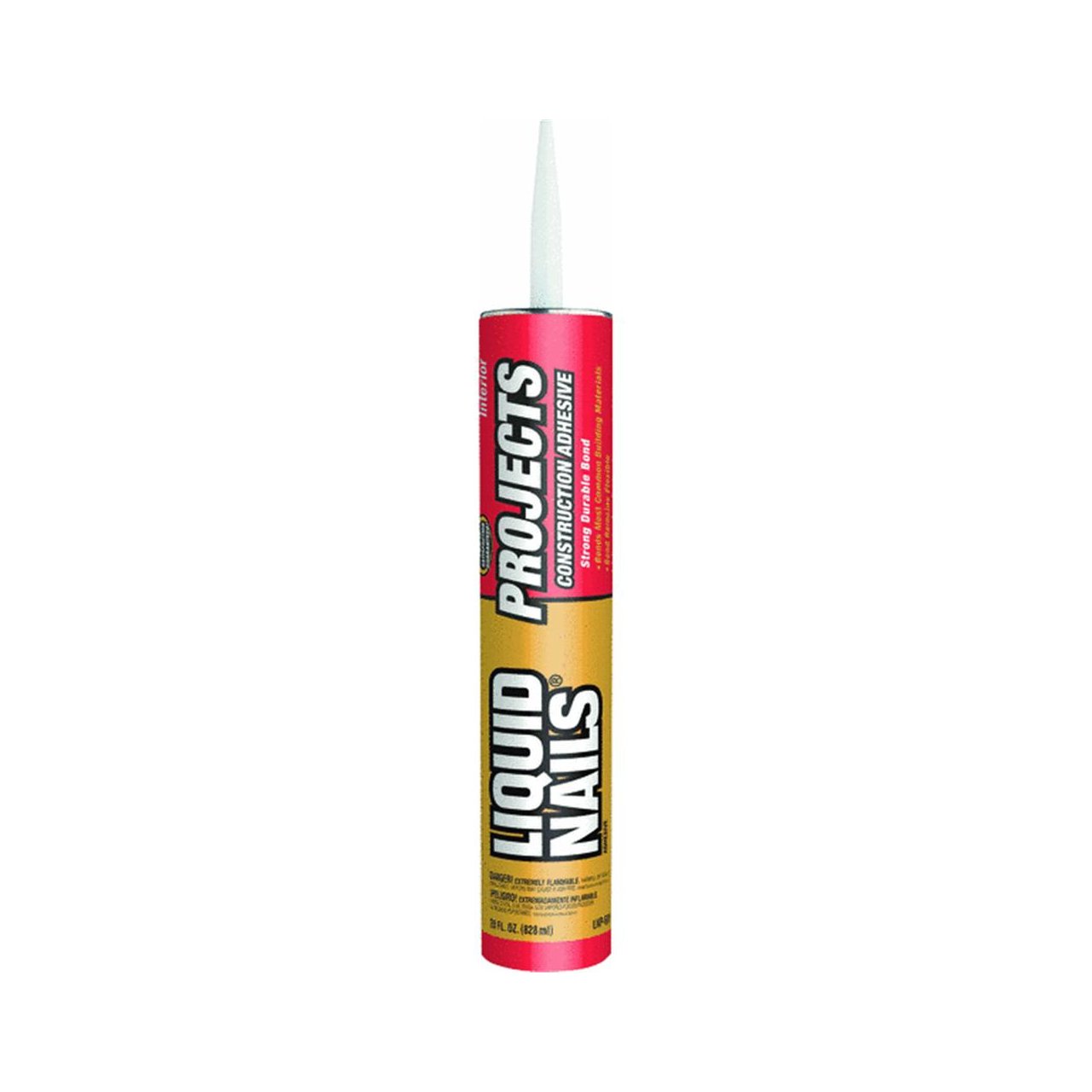 Liquid Nails Projects Interior Solvent-Based Construction Adhesive - Tan 28 oz Cartridge (12 Pack) - Strong Bonding for Drywall, Wood Paneling & DIY Home Repairs