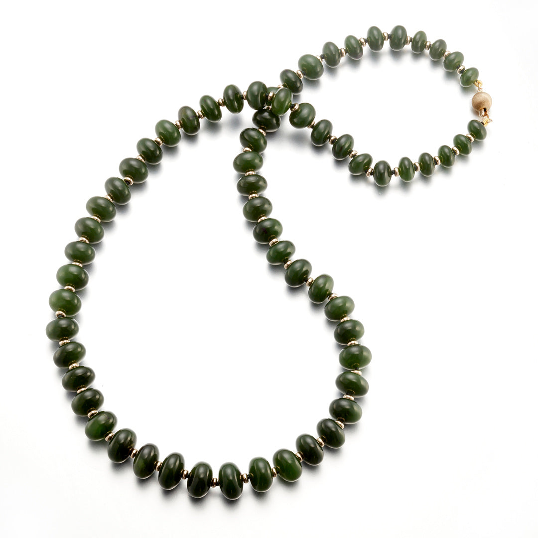 Siberian Green Jade & Gold Graduated Abacus Necklace - Elegant Feng Shui Jewelry for Wealth & Success - Perfect for Meditation, Gifts & Spiritual Healing