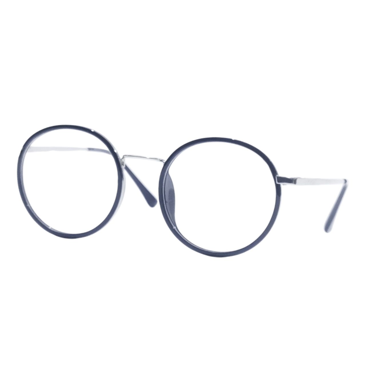 Stylish Black and Silver Round Frame Glasses for Men & Women - Trendy Retro Eyewear for Reading, Fashion, and Daily Use