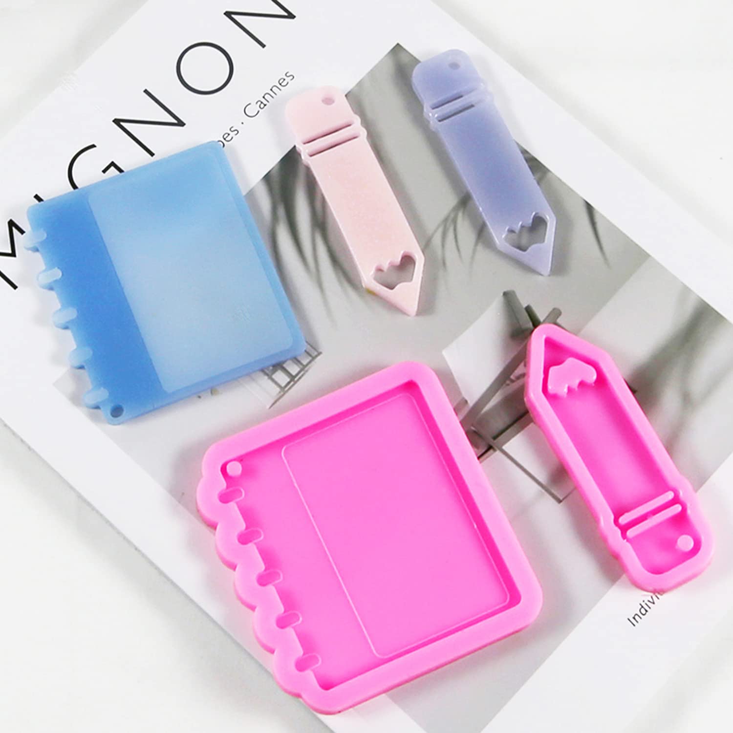 Yayatty 25 PCS Silicone Resin Molds Set - Pencil & Mini Notebook Shaped Epoxy Casting Molds with Key Rings for DIY Keychain Jewelry Making | Perfect for Crafters, Art Projects, and Unique Handmade Gifts