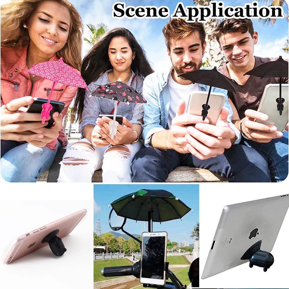 4pcs Phone Umbrella Holder - Anti-Glare Sun Shade Cover with Suction Cup Stand for Cell Phones | Outdoor Sun Shield for Beach, Pool, and Car Use