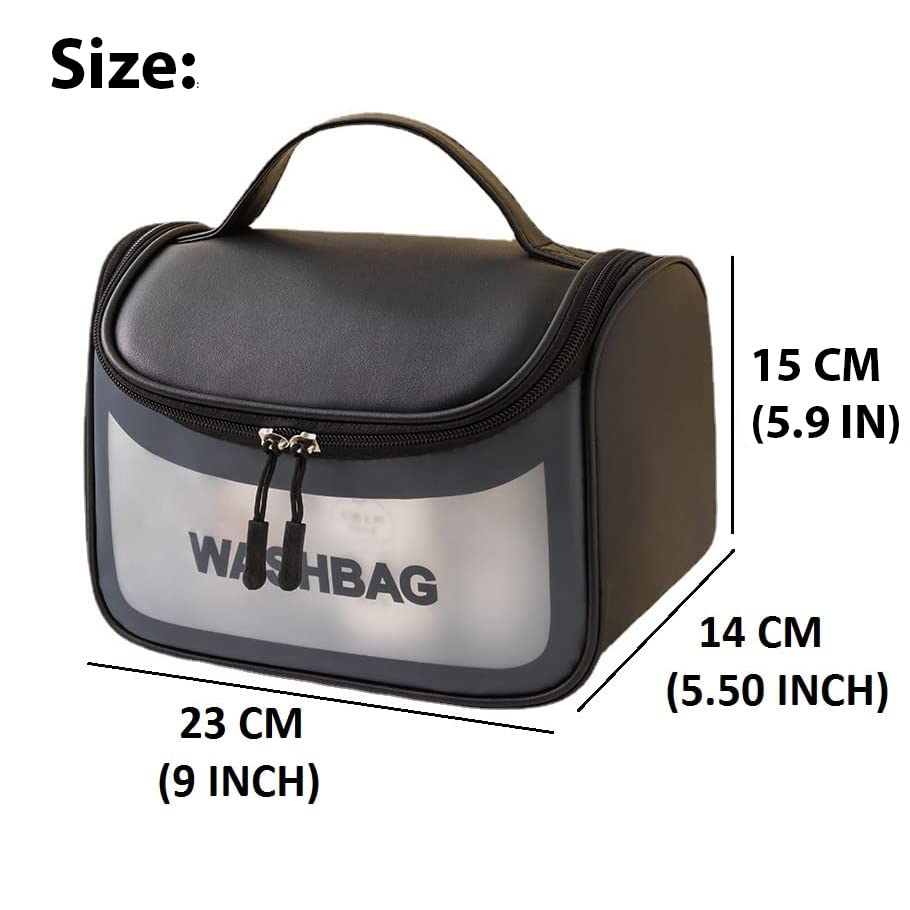 Anayo Large Cosmetic Organizer Bag for Women - Waterproof Makeup Pouch with Zipper, Travel Toiletry Storage Wash Bag - Perfect Gift for Girls & Women (Black) - Ideal for Travel, Gym & Daily Use