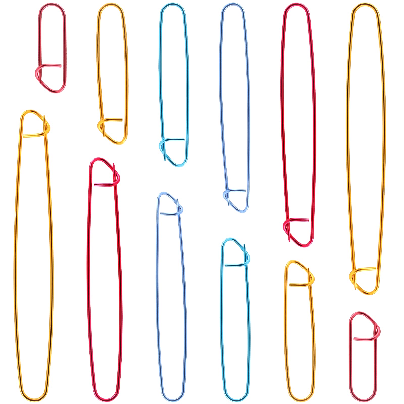 Bivethoi 18-Piece Knitting Stitch Holder Set - 6 Sizes Aluminum Cable Needles & Crochet Safety Pins for Sweaters, Socks, Sleeves | Durable Knitting Supplies for Beginners & Professionals | Perfect for DIY Projects, Yarn Crafts & Handmade Gifts