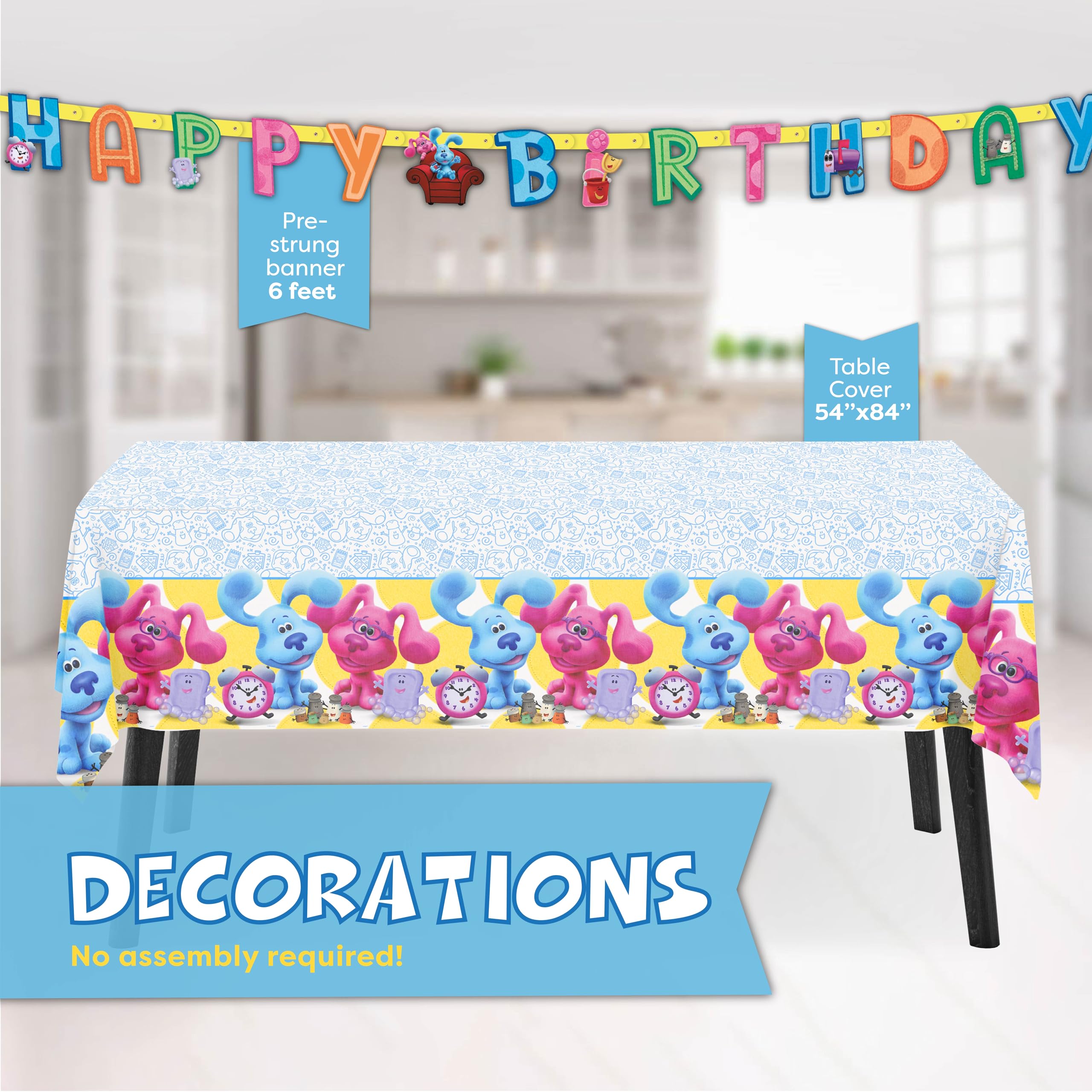 Blues Clues Birthday Party Decorations Kit - Officially Licensed Party Supplies Set for 16 Guests with Table Cover, Banner, Plates, Napkins & Stickers | Perfect for Kids Birthday Celebrations, Themed Parties and Family Gatherings