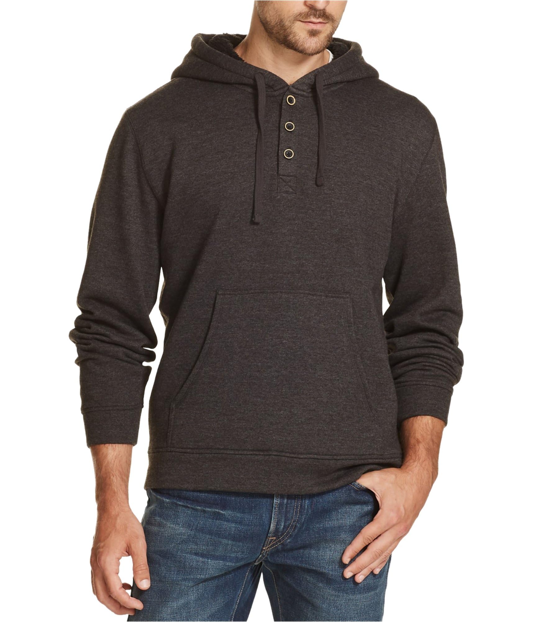 Weatherproof Men's 1/4 Zip Button Hoodie Sweatshirt - Black, Small Size - Outdoor Hiking & Casual Wear for Cold Weather