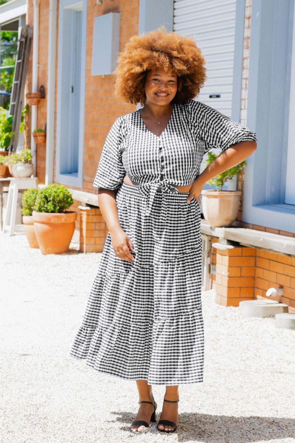 Penelope Top - Black & White Gingham Checkered Blouse for Women | Casual Summer Tops for Outing, Dating & Office Wear