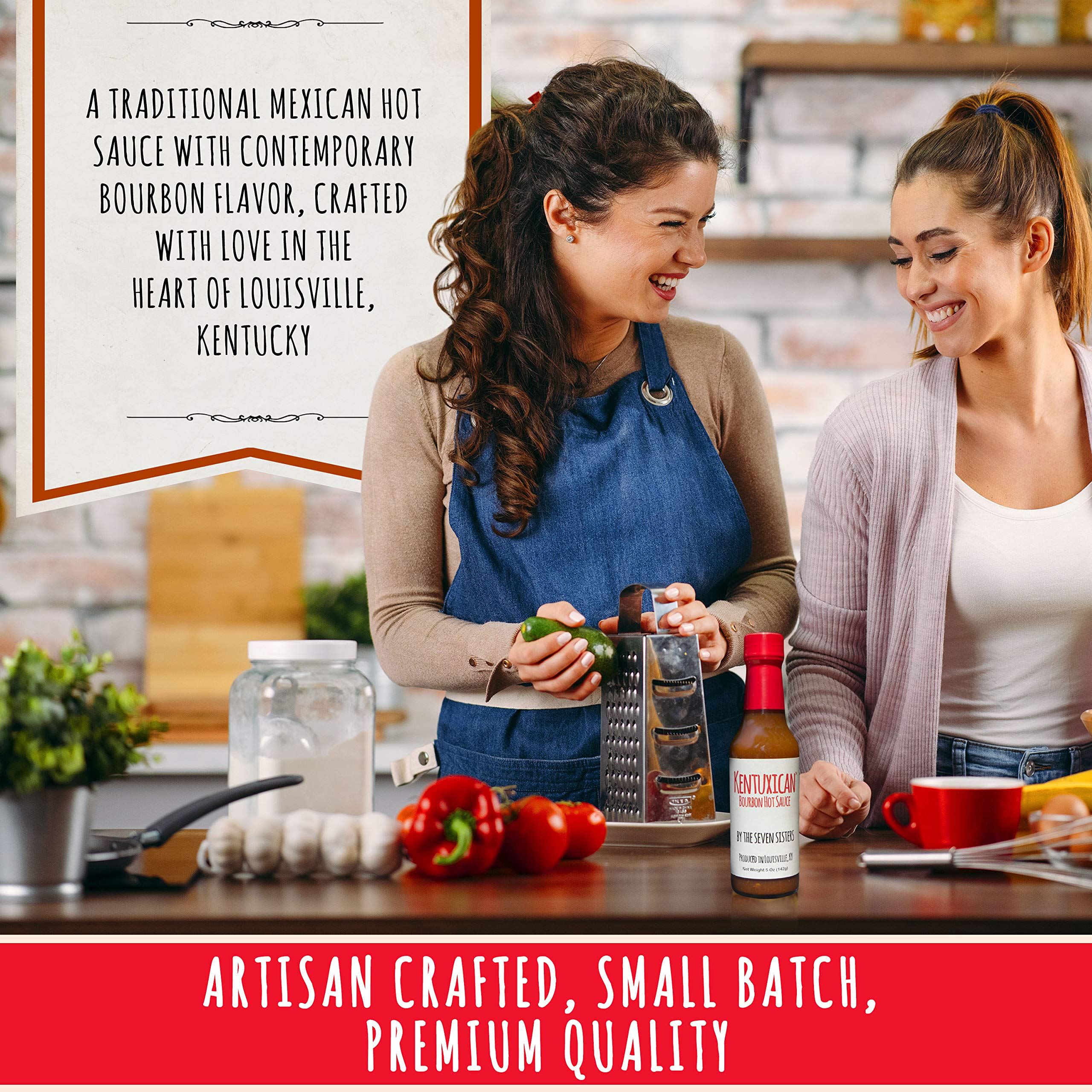 Kentuxican Bourbon Hot Sauce - Authentic Mexican Hot Sauce with Kentucky Bourbon, Habanero & Carolina Reaper Peppers - All Natural, Keto Friendly, No Preservatives - 5oz Bottle (Pack of 3) - Perfect for Tacos, Wings, BBQ & Bloody Marys