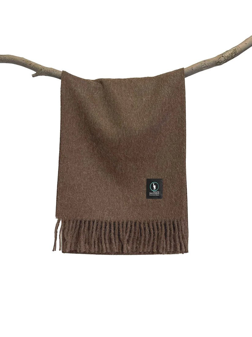 DALCIELO Soft Alpaca Wool Scarf - Eco-Friendly, Plain Dark Brown Winter Wrap for Women & Men - Perfect for Cold Weather, Travel & Outdoor Activities