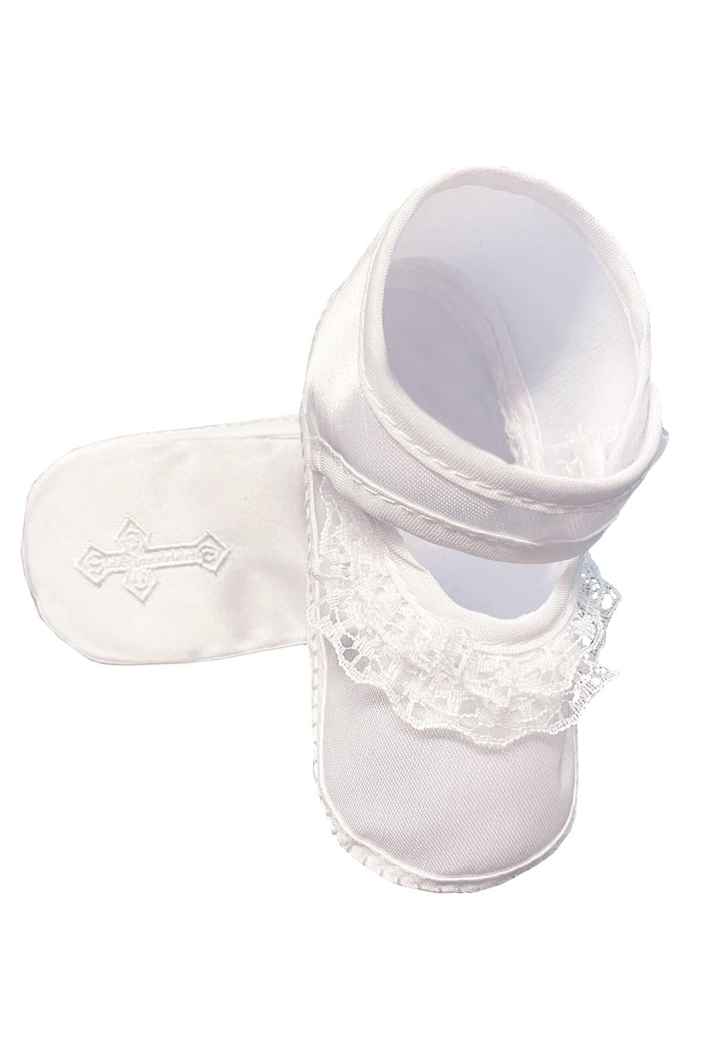 White Baby Christening Shoes for Girls - Soft Baptism Booties for Newborns & Infants | Perfect for Church Ceremonies, Christenings & Special Occasions
