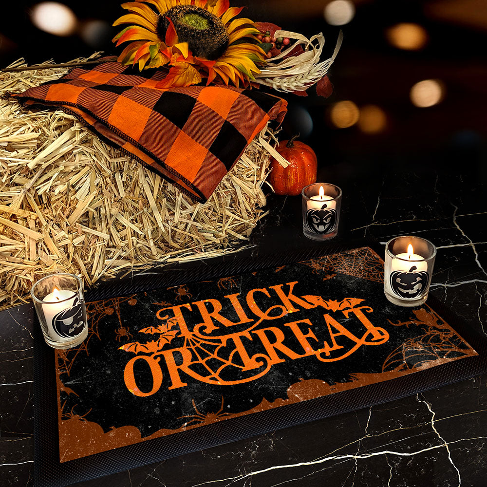 Bar Service Mat - Non-Slip Drink Coaster for Halloween Trick or Treat Party - 17.25 x 10 Inches - Perfect for Home Bars, Kitchen Countertops & Halloween Decorations