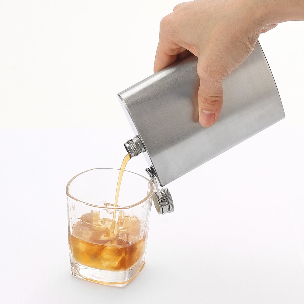 6-Pack 8 oz Stainless Steel Hip Flask with Funnel Set by QLL - Leakproof & Durable for Whiskey, Vodka, Bourbon - Perfect for Outdoor, Camping, Travel & Gifts