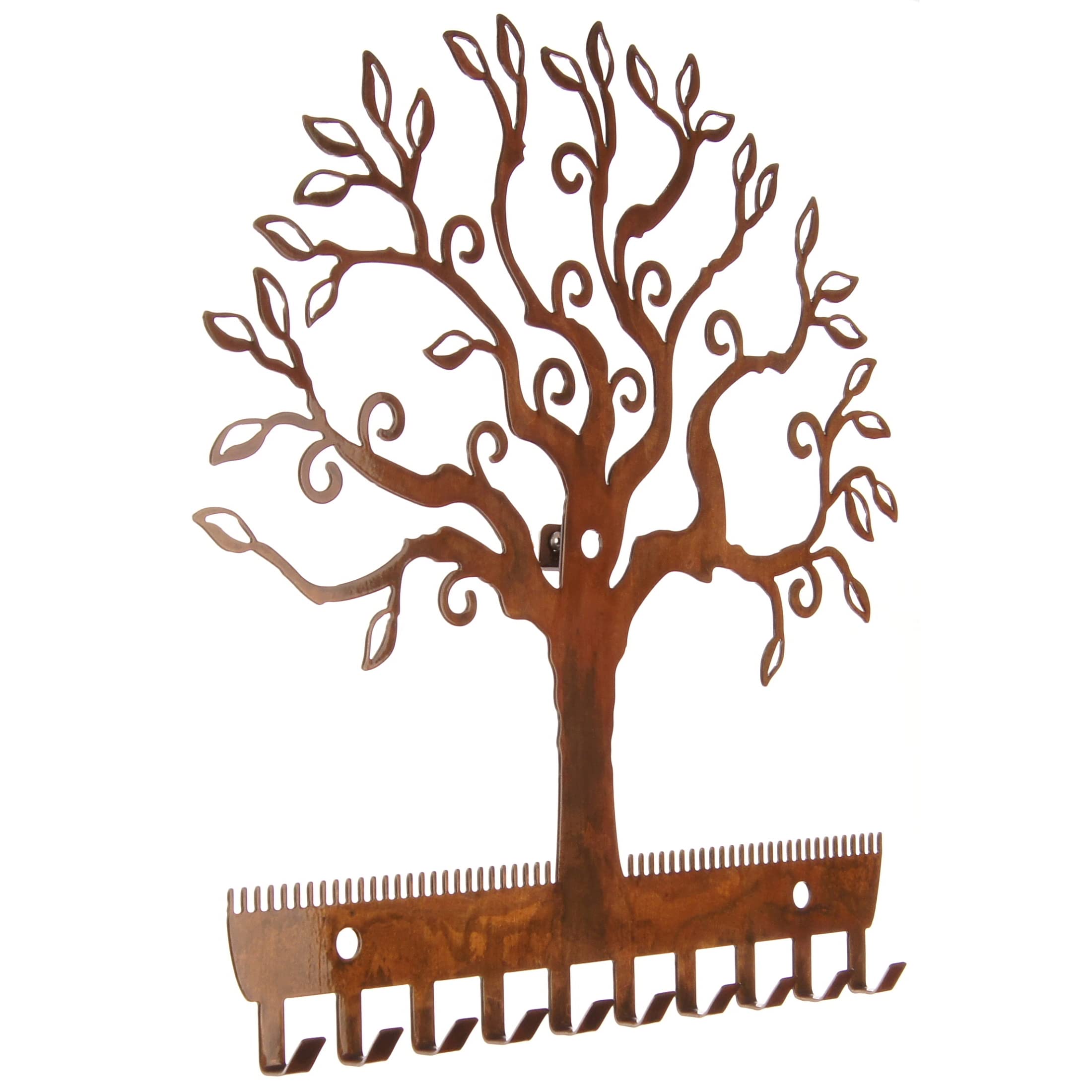 Angelynn's Wall Mounted Jewelry Organizer - Tree of Life Copper Earring Holder & Necklace Storage Rack with Decorative Leaves | Perfect for Bedroom, Bathroom & Closet Organization