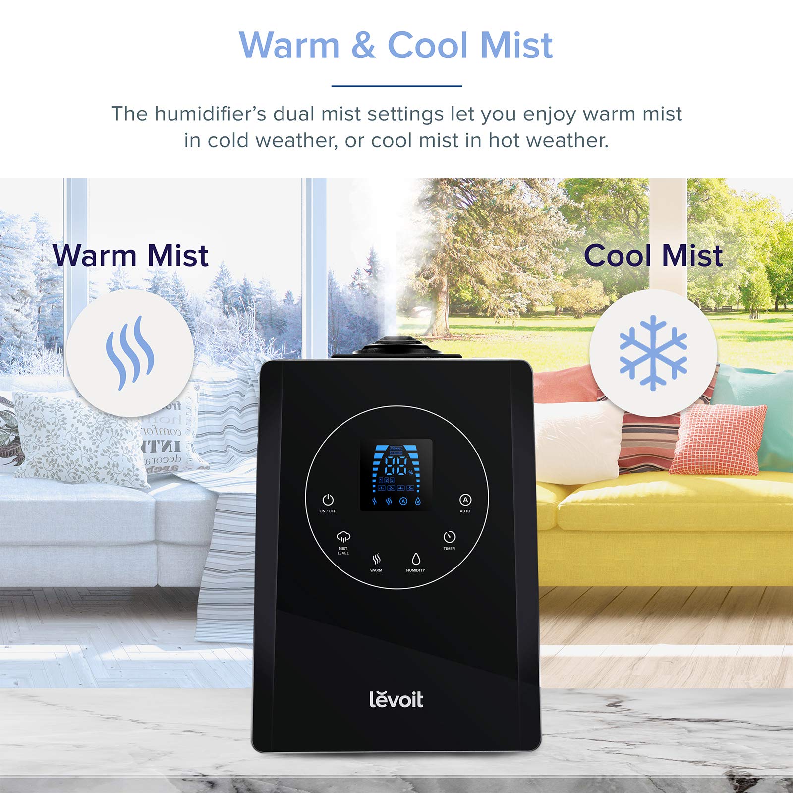 **LEVOIT 6L Cool Mist Humidifier for Large Rooms & Bedrooms - Top Fill Ultrasonic Air Humidifier with Essential Oil Diffuser, Black & Gray - Perfect for Home, Indoor Plants & Aromatherapy**