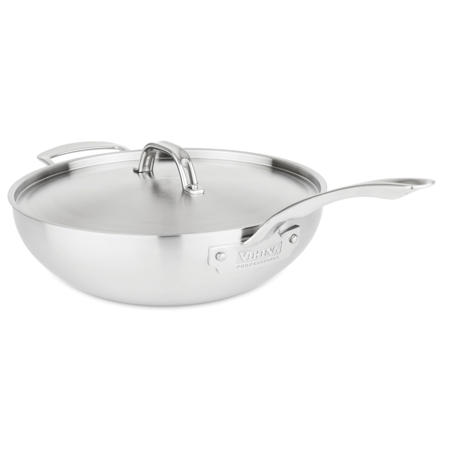 Viking 5-Ply Professional Chef Pan - 12 Inch Stainless Steel Saute & Frying Pan with Lid - Oven & Dishwasher Safe - Induction Compatible - Perfect for Searing, Stir-Frying & Braising - Ideal for Home Chefs & Professional Kitchens