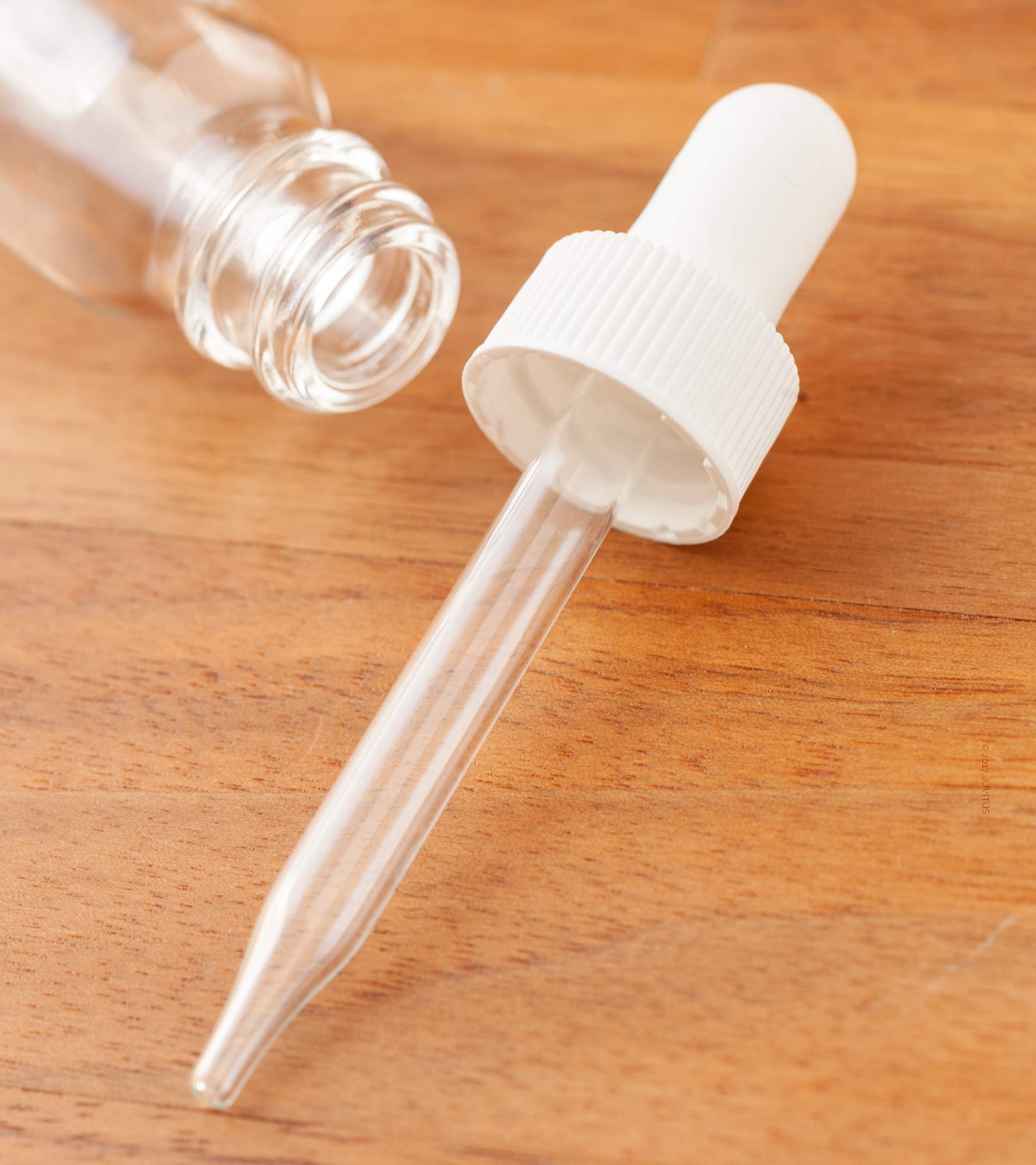 JUVITUS 15ml Clear Glass Boston Round Bottles with White Dropper Caps - 24 Pack Essential Oil Bottles with Bonus Funnel - Perfect for DIY Essential Oils, Aromatherapy, and Liquid Storage
