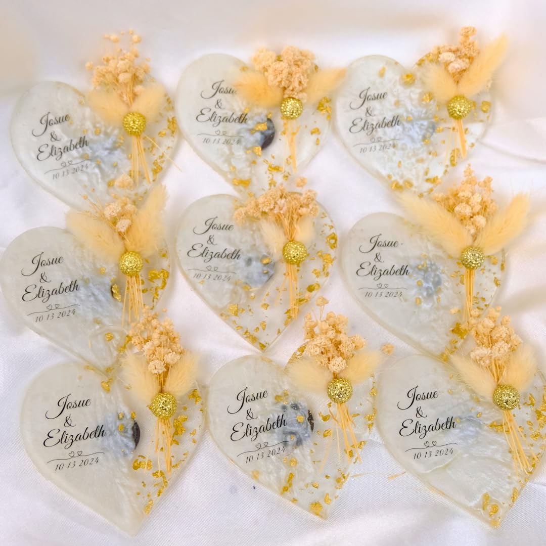 Heart Shaped Epoxy Wedding Favors - Customizable Bridal Shower Gifts, Baby Shower Keepsakes & Party Decorations - 50pcs Charming Epoxy Magnets for Anniversaries, Birthdays & Special Events - Perfect for DIY Wedding Centerpieces, Fridge Decor & Memorable Celebrations