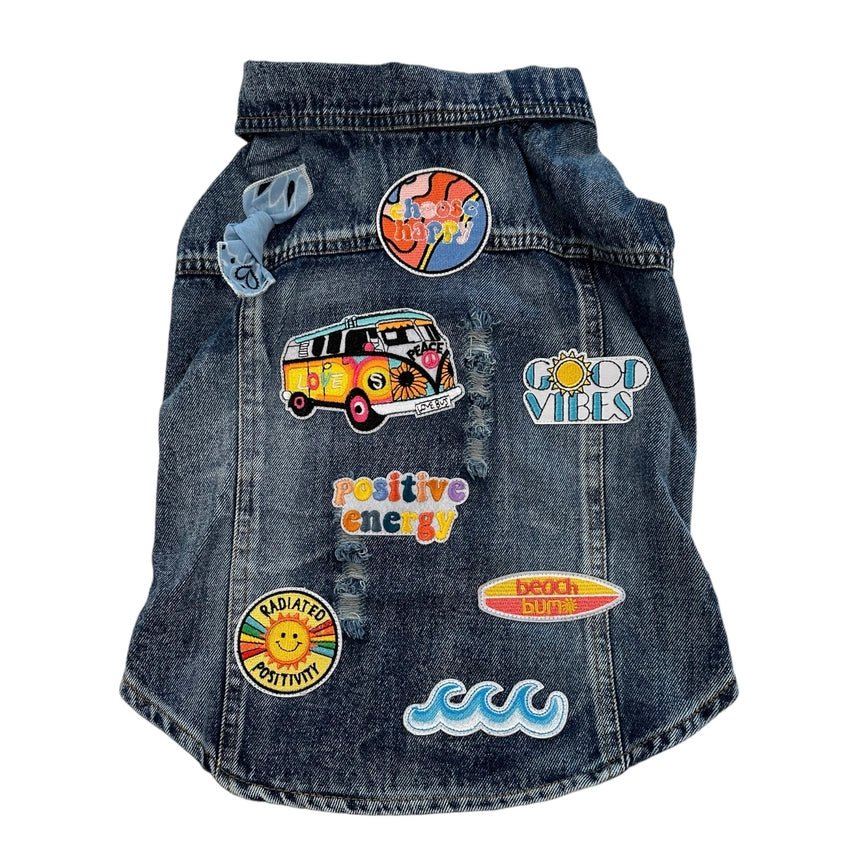Stylish Denim Rocker Vest for Women - Trendy Wide Pawsitivity Vest - Perfect for Concerts, Parties & Casual Outfits