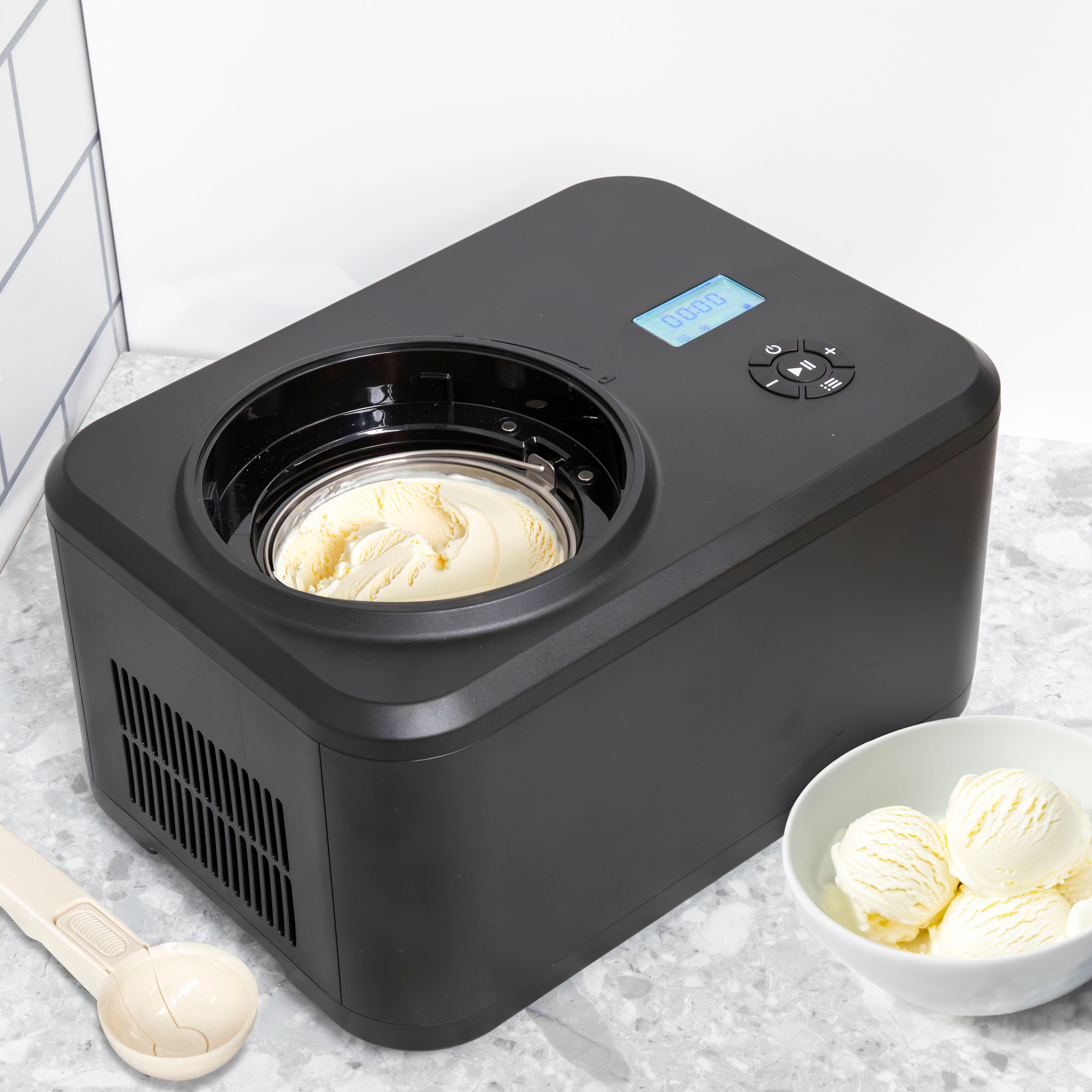 Baridi 1.5L Ice Cream Maker with Fast Freeze Compressor - Homemade Gelato, Sorbet & Frozen Yogurt Maker - Perfect for Parties, Desserts & Family Treats