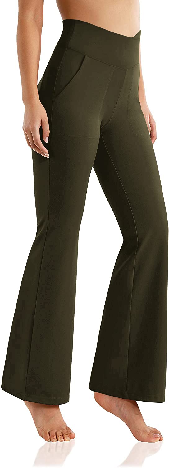 Esobo Women's High Waist Bootleg Yoga Pants with Pockets - Wide Leg Workout, Office & Casual Pants - Perfect for Yoga, Work & Everyday Wear