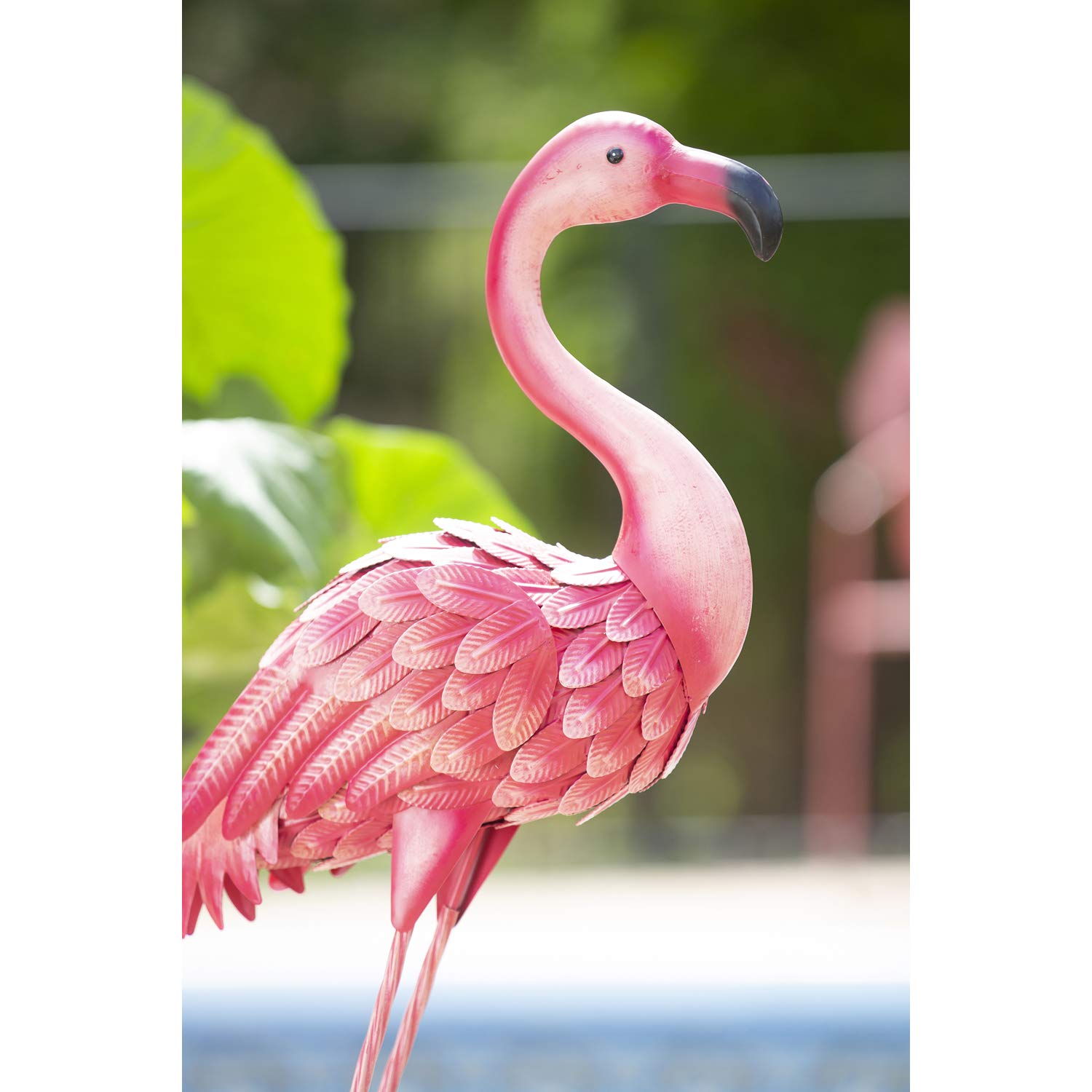 Premium Metal Flamingo Garden Statue - 19x23x38 Inch Outdoor Decor, Elegant Yard & Patio Ornament for Tropical & Coastal Landscaping