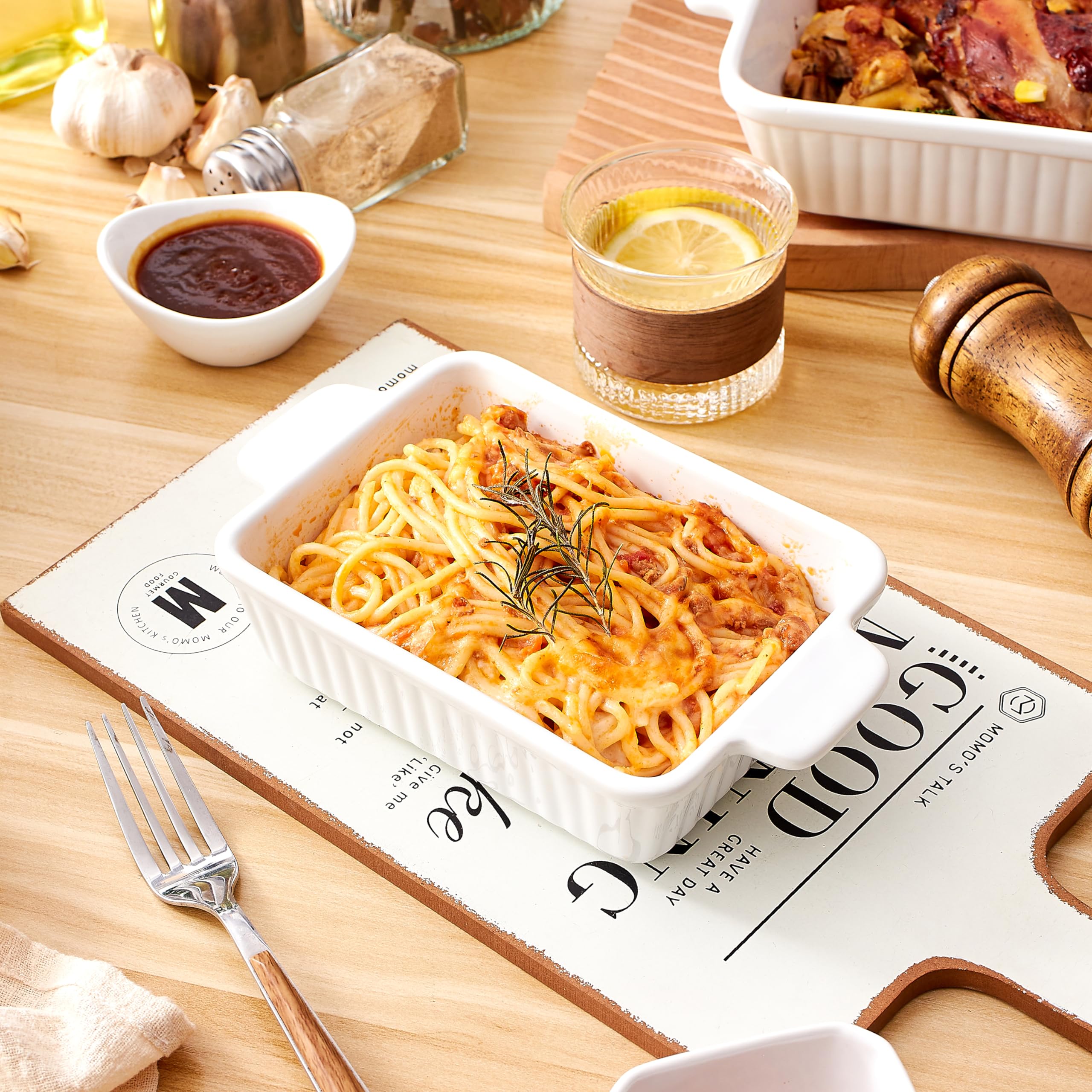3-Piece Porcelain Casserole Dish Set - 13x9 Inch Rectangular Baking Pans with Handles, Oven-Safe Ceramic Bakeware for Lasagna, Cakes & More - Perfect for Family Dinners, Holiday Cooking & Meal Prep
