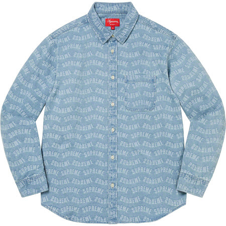 Supreme Arc Jacquard Denim Shirt for Men - Blue Denim Button Up Shirt with Stylish Jacquard Pattern - Perfect for Casual Wear, Street Style & Everyday Outfits