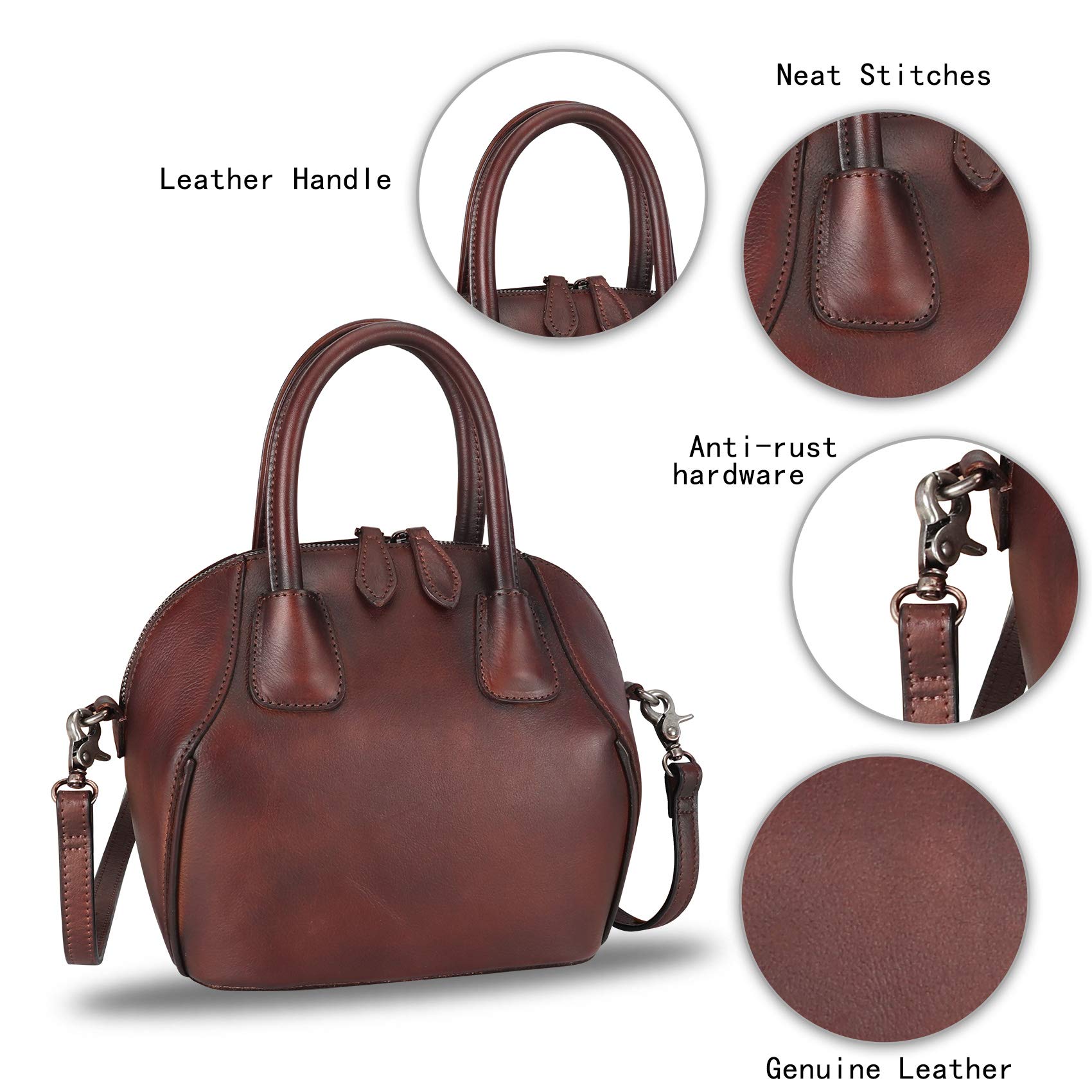 Genuine Leather Women's Vintage Top Handle Satchel Purse - Retro Designer Crossbody Handbag (Coffee) | Perfect for Work, Travel & Everyday Use