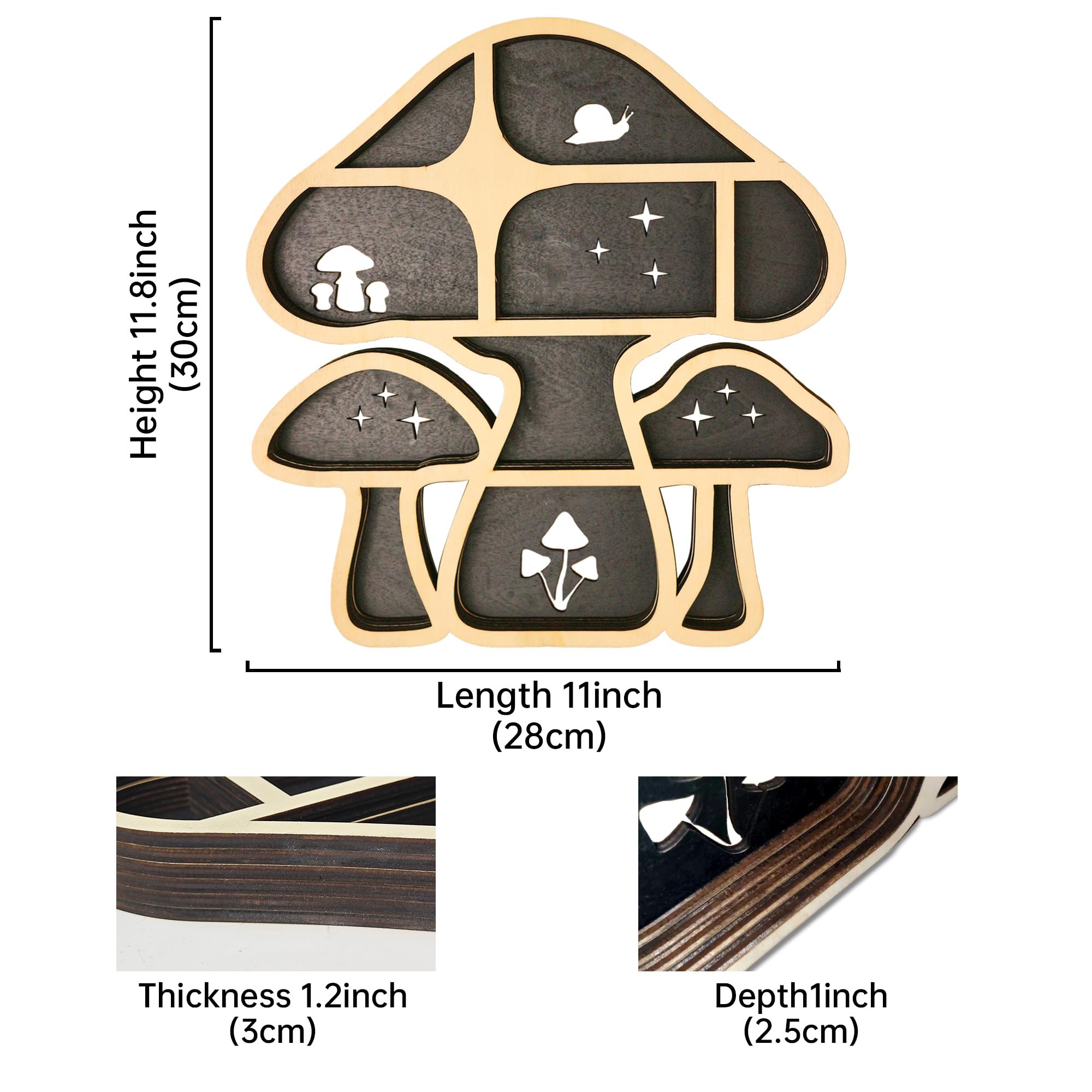 **LED Mushroom Wall Shelves - Crystal Floating Shelf for Rock Gem Storage & Trinket Display | Unique Gift for Mushroom Lovers | Perfect for Bedroom, Living Room & Mushroom-Themed Decor**