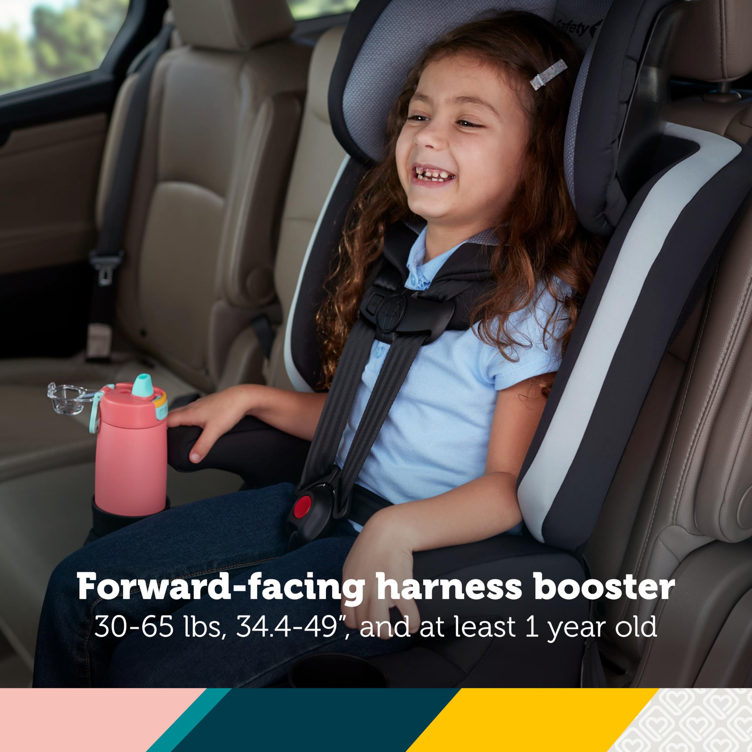 Safety 1st Boost-and-Go All-in-1 Harness Booster Car Seat - 3-in-1 Convertible for Toddlers & Kids (Forward-Facing, Belt-Positioning & Backless Booster) - High Street Design - Perfect for Family Travel & School Carpooling