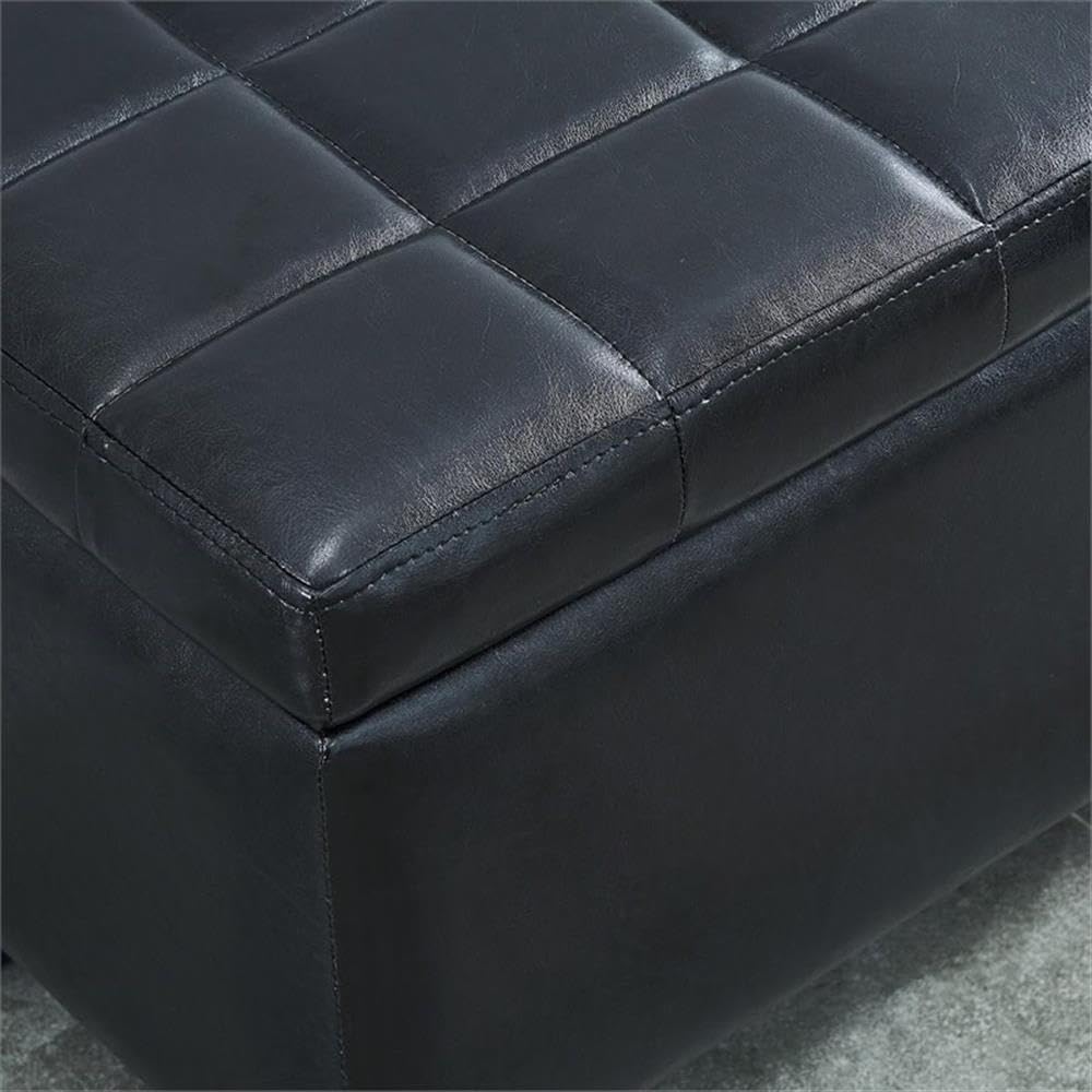 Black Upholstered Storage Ottoman with Lift Top - Modern Footrest Bench for Living Room, Bedroom & Office - Extra Seating & Hidden Storage Space