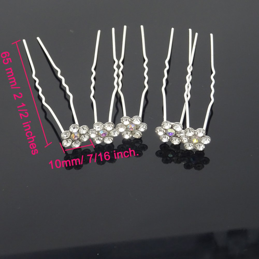 40 Pack Wedding Bridal Hair Pins - Crystal Rhinestone Hair Clips for Women, Bridesmaids, Prom & Special Occasions - Elegant Hair Accessories for Weddings, Parties and Formal Events