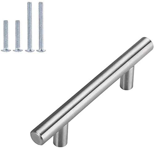 45 Pack Brushed Nickel Cabinet Pulls - HD201SN Modern T-Bar Handles for Kitchen Cabinets, Dressers & Furniture (4 Inch Hole Center) - Durable Cupboard Hardware for Home Renovation & DIY Projects