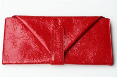 Premium Large Leather Envelope Wallet in Patent Red - Perfect for Business, Travel & Everyday Use