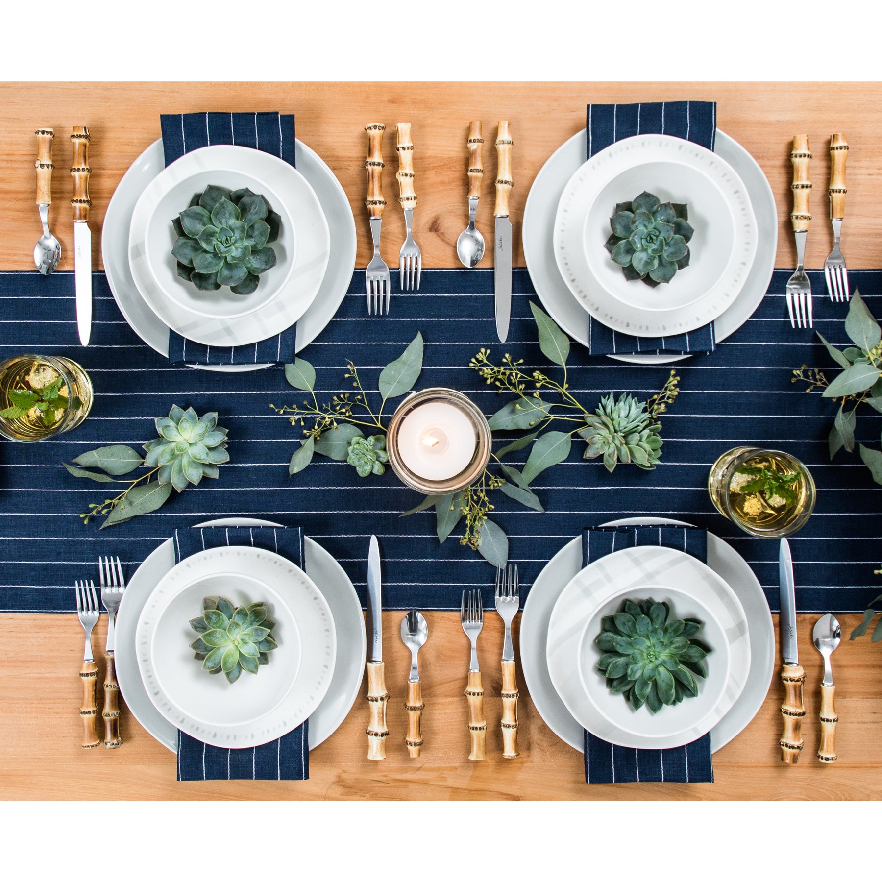 Elegant Pinstripe Table Runner - Premium Linen Dining Table Decor for Weddings, Parties & Holiday Gatherings - Perfect for Formal & Casual Dining Settings