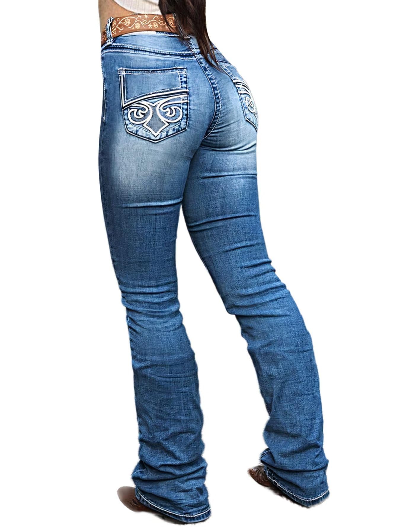 Flamingals Women's Boot Cut Jeans - Stretch Denim Pants with Butt Lifting & Tummy Control | Trendy High Waisted Jeans for Casual Wear & Night Out