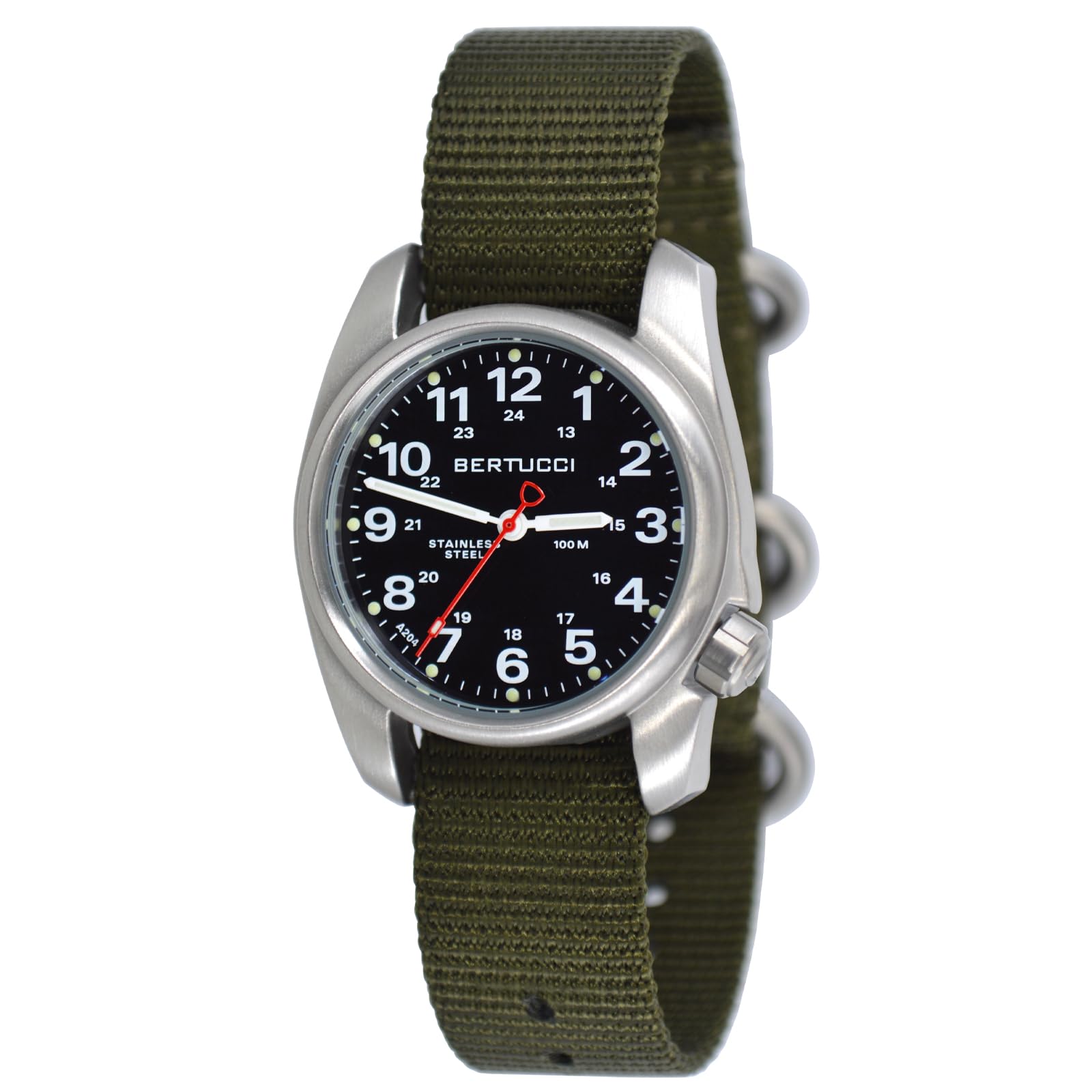 Bertucci A-1S Field Watch - Rugged Military Style Analog Watch with Date Window, Nylon Strap - Perfect for Outdoor Adventures, Hiking & Everyday Wear